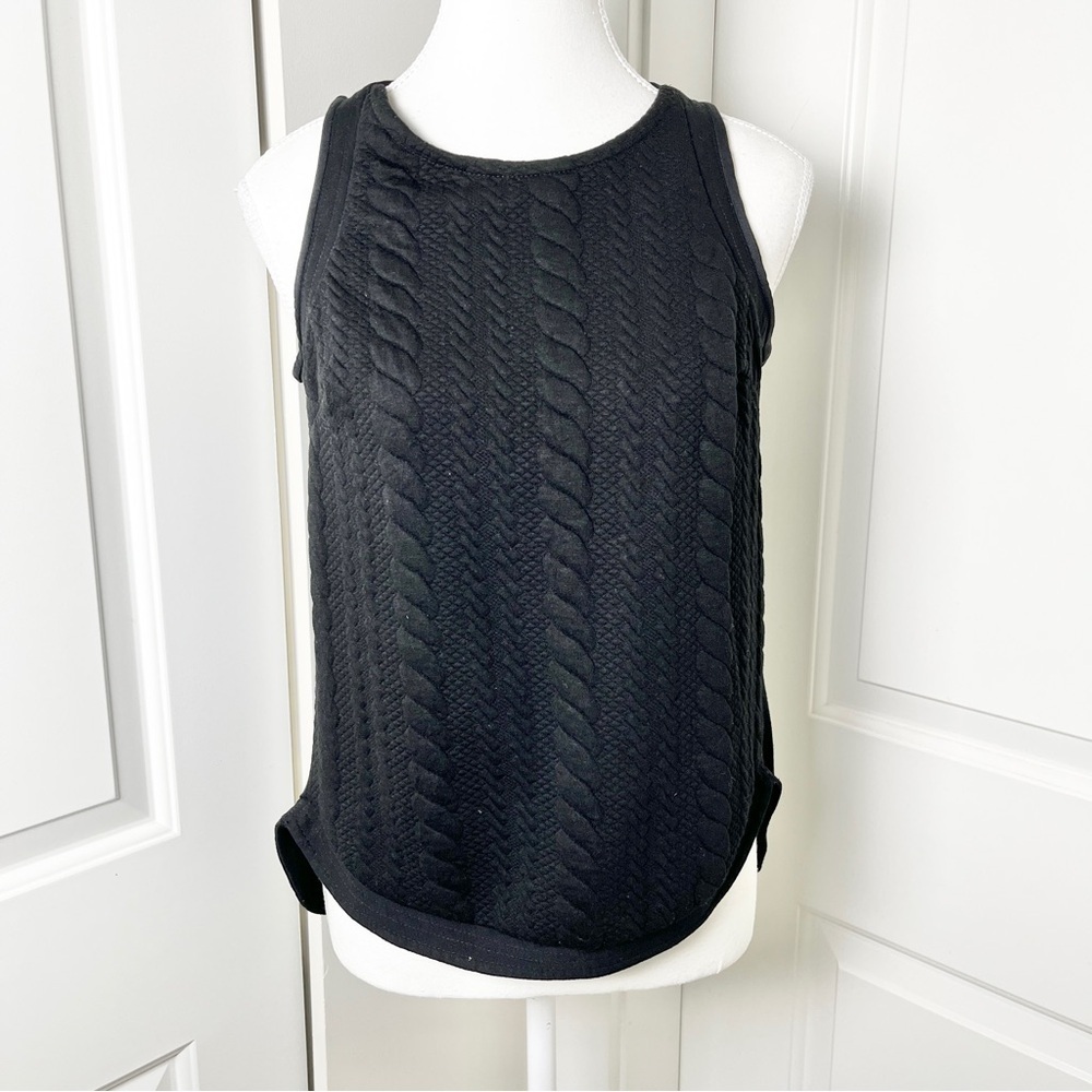 Anthropologie Bordeaux Coastal Black Cable Knit Inspired Sleeveless Blouse – XS